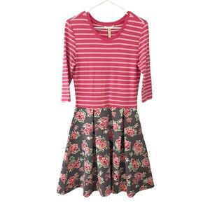 Matilda Jane Women's Pink Striped Floral Dress Size Small